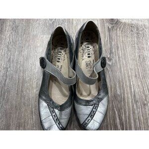 Geo Reino Sandals Women's Size 38 Comfort Leather  Adjustable Silver